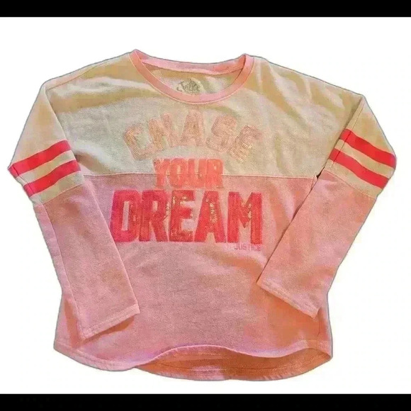 Justice Other - Justice Girls' Chase Your Dream Long Sleeve Shirt - Pink/White